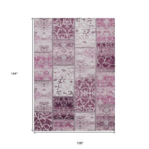 HomeRoots 5' Pink Patchwork Area Rug - Durable, Washable Design for Indoor & Outdoor Spaces - Stylish & Versatile 9' X 12' 563536