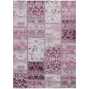 Homeroots 10' X 14' Mountbatten Pink Patchwork Washable Non Skid Indoor Outdoor Area Rug Burgundy Polyester 563537