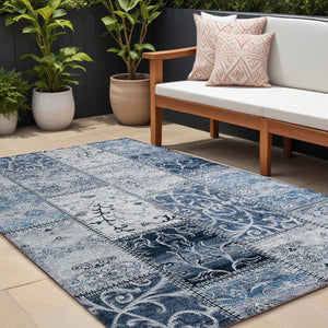 HomeRoots 8' X 10' Stylish Mountbatten Pink Washable Area Rug for Indoor/Outdoor Spaces – Non-Skid & Durable Denim 563544