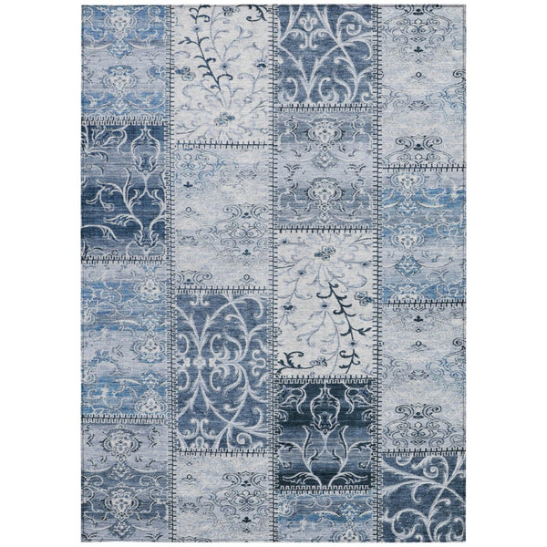 HomeRoots 8' X 10' Stylish Mountbatten Pink Washable Area Rug for Indoor/Outdoor Spaces – Non-Skid & Durable Denim 563544