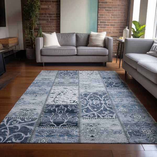 HomeRoots 8' X 10' Stylish Mountbatten Pink Washable Area Rug for Indoor/Outdoor Spaces – Non-Skid & Durable Denim 563544
