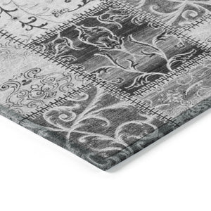 Homeroots 8' X 10' Gray Patchwork Washable Non Skid Indoor Outdoor Area Rug Gray Polyester 563553
