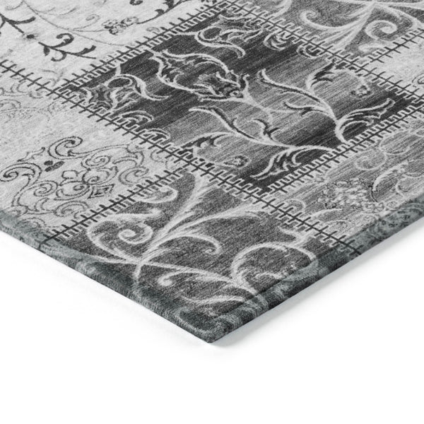 Homeroots 8' X 10' Gray Patchwork Washable Non Skid Indoor Outdoor Area Rug Gray Polyester 563553
