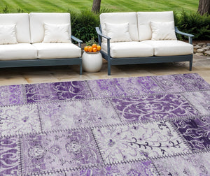 HomeRoots 8' X 10' Stylish Mountbatten Pink Washable Area Rug for Indoor/Outdoor Spaces – Non-Skid & Durable Purple 563573