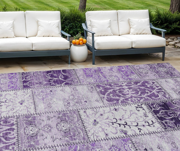 HomeRoots 8' X 10' Stylish Mountbatten Pink Washable Area Rug for Indoor/Outdoor Spaces – Non-Skid & Durable Purple 563573