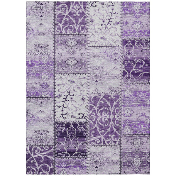 HomeRoots 8' X 10' Stylish Mountbatten Pink Washable Area Rug for Indoor/Outdoor Spaces – Non-Skid & Durable Purple 563573