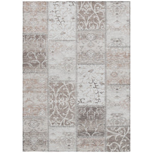 Homeroots 9' X 12' Taupe And Ivory Patchwork Washable Non Skid Indoor Outdoor Area Rug Taupe Polyester 563581