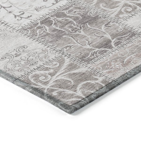 Homeroots 10' X 14' Taupe And Ivory Patchwork Washable Non Skid Indoor Outdoor Area Rug Taupe Polyester 563582