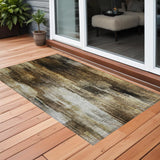 Homeroots 3' X 5' Chocolate Abstract Washable Non Skid Indoor Outdoor Area Rug Chocolate Polyester 563595