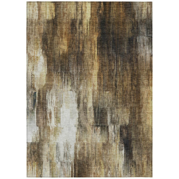 HomeRoots 5' Chocolate Abstract Indoor-Outdoor Area Rug - Stylish, Washable, Non-Skid Design for All Spaces 5' X 8' 563596