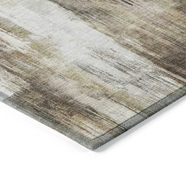 HomeRoots 5' Chocolate Abstract Indoor-Outdoor Area Rug - Stylish, Washable, Non-Skid Design for All Spaces 9' X 12' 563599