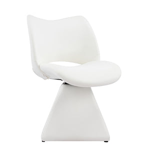 English Elm The Swivel Dining Chair with Hollow Cutout Back Faux Leather Hardwood Frame Modern White W3612P436511
