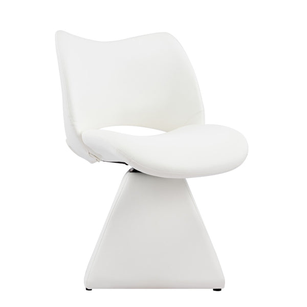 English Elm The Swivel Dining Chair with Hollow Cutout Back Faux Leather Hardwood Frame Modern White W3612P436511