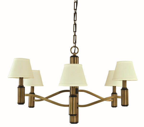 Framburg 6-light Stately Antique Brass Chandelier With Matte Black Accents And Off-white Hardback Shade Antique Brass And Matte Black Metal 5636 Ab/Mblack