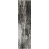 Homeroots 8' Runner Gray And Black Abstract Washable Non Skid Indoor Outdoor Runner Rug Gray Polyester 563602