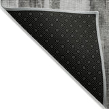 Homeroots 8' Runner Gray And Black Abstract Washable Non Skid Indoor Outdoor Runner Rug Gray Polyester 563602