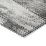 Homeroots 8' Runner Gray And Black Abstract Washable Non Skid Indoor Outdoor Runner Rug Gray Polyester 563602