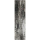 Homeroots 8' Runner Gray And Black Abstract Washable Non Skid Indoor Outdoor Runner Rug Gray Polyester 563602