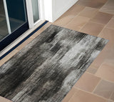 Homeroots 3' X 5' Gray And Black Abstract Washable Non Skid Indoor Outdoor Area Rug Gray Polyester 563604