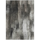 Homeroots 3' X 5' Gray And Black Abstract Washable Non Skid Indoor Outdoor Area Rug Gray Polyester 563604