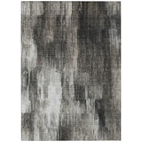 Homeroots 5' X 8' Gray And Black Abstract Washable Non Skid Indoor Outdoor Area Rug Gray Polyester 563605