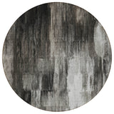 Homeroots 8' Round Gray And Black Round Abstract Washable Non Skid Indoor Outdoor Area Rug Gray Polyester 563606