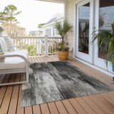 Homeroots 8' X 10' Gray And Black Abstract Washable Non Skid Indoor Outdoor Area Rug Gray Polyester 563607