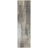 Homeroots 8' Runner Taupe And Gray Abstract Washable Non Skid Indoor Outdoor Runner Rug Taupe Polyester 563611