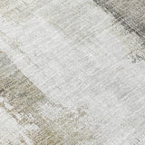 Homeroots 8' Runner Taupe And Gray Abstract Washable Non Skid Indoor Outdoor Runner Rug Taupe Polyester 563611