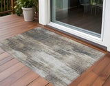 Homeroots 3' X 5' Taupe And Gray Abstract Washable Non Skid Indoor Outdoor Area Rug Taupe Polyester 563613