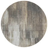 Homeroots 8' Round Taupe And Gray Round Abstract Washable Non Skid Indoor Outdoor Area Rug Taupe Polyester 563615