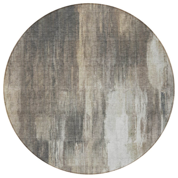 HomeRoots 5' Chocolate Abstract Indoor-Outdoor Area Rug - Stylish, Washable, Non-Skid Design for All Spaces 8' Round 563615
