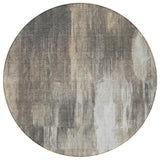 Homeroots 8' Round Taupe And Gray Round Abstract Washable Non Skid Indoor Outdoor Area Rug Taupe Polyester 563615