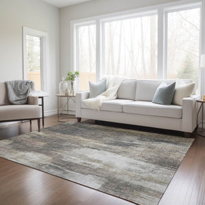 HomeRoots 5' Chocolate Abstract Indoor-Outdoor Area Rug - Stylish, Washable, Non-Skid Design for All Spaces 9' X 12' 563617
