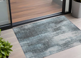 Homeroots 3' X 5' Teal Abstract Washable Non Skid Indoor Outdoor Area Rug Teal Polyester 563622