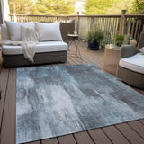 Homeroots 3' X 5' Teal Abstract Washable Non Skid Indoor Outdoor Area Rug Teal Polyester 563622