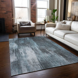 Homeroots 3' X 5' Teal Abstract Washable Non Skid Indoor Outdoor Area Rug Teal Polyester 563622