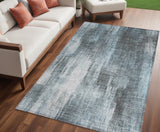 Homeroots 5' X 8' Teal Abstract Washable Non Skid Indoor Outdoor Area Rug Teal Polyester 563623