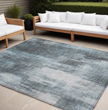 Homeroots 8' X 10' Teal Abstract Washable Non Skid Indoor Outdoor Area Rug Teal Polyester 563625