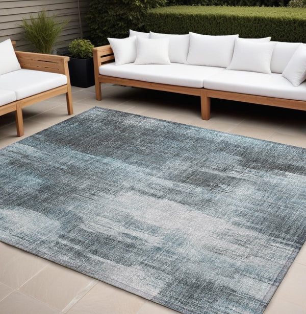 HomeRoots 5' Chocolate Abstract Indoor-Outdoor Area Rug - Stylish, Washable, Non-Skid Design for All Spaces 9' X 12' 563626