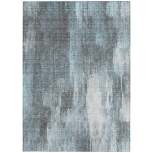 Homeroots 10' X 14' Teal Abstract Washable Non Skid Indoor Outdoor Area Rug Teal Polyester 563627