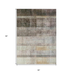 Homeroots 5' X 8' Brown Ombre Washable Non Skid Indoor Outdoor Area Rug Brown Polyester 563632