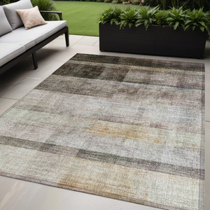 Homeroots 5' X 8' Brown Ombre Washable Non Skid Indoor Outdoor Area Rug Brown Polyester 563632