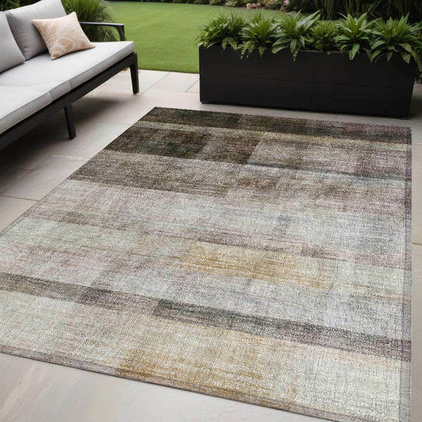 Homeroots 5' X 8' Brown Ombre Washable Non Skid Indoor Outdoor Area Rug Brown Polyester 563632