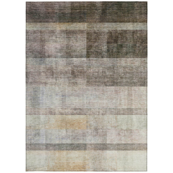 Homeroots 5' X 8' Brown Ombre Washable Non Skid Indoor Outdoor Area Rug Brown Polyester 563632