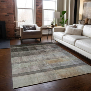 HomeRoots 5' Brown Ombre Washable Area Rug - Stylish Non-Skid Design for Indoor and Outdoor Use, Easy Care 5' X 8' 563632