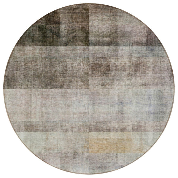 HomeRoots 5' Brown Ombre Washable Area Rug - Stylish Non-Skid Design for Indoor and Outdoor Use, Easy Care 8' Round 563633