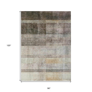 HomeRoots 5' Brown Ombre Washable Area Rug - Stylish Non-Skid Design for Indoor and Outdoor Use, Easy Care 8' X 10' 563634