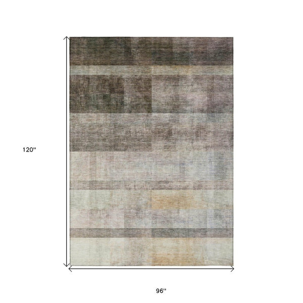 HomeRoots 5' Brown Ombre Washable Area Rug - Stylish Non-Skid Design for Indoor and Outdoor Use, Easy Care 8' X 10' 563634