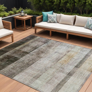 HomeRoots 5' Brown Ombre Washable Area Rug - Stylish Non-Skid Design for Indoor and Outdoor Use, Easy Care 8' X 10' 563634